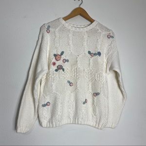 Vintage Ashleigh Morgan Floral Knit Grandma Granny Sweater S
